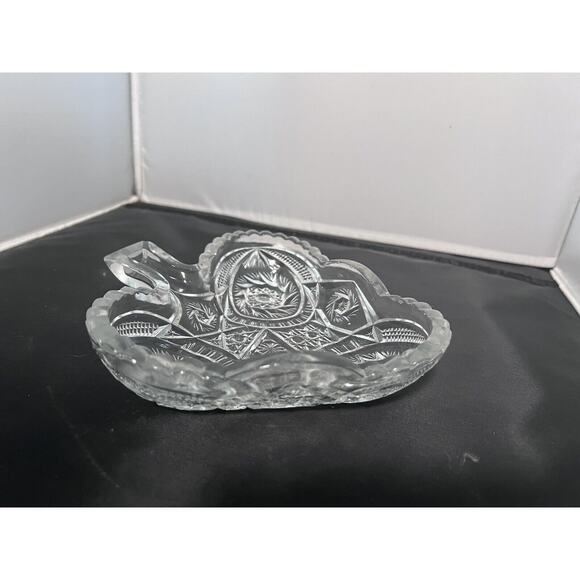 EAPG US Glass Comet in the Stars Olive/BonBon Dish/triangular Candy Dish - Picture 4 of 6